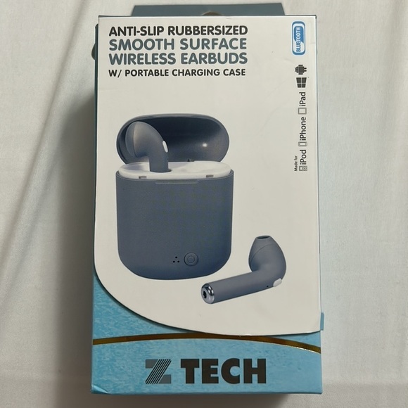 Z Tech Anti-Slip Rubbersized Wireless Earbuds W/Portable Charging Case New - Picture 5 of 7